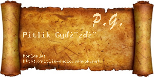Pitlik Győző névjegykártya